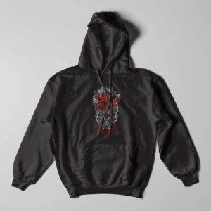 Skull Rose Geometrica Black Hoodie - flat