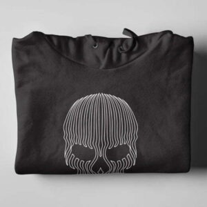 Striped Skull Illustrated Black Hoodie - folded