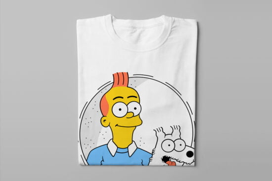 Tintin Simpsons Illustrated Happy Chicken Fitness Cult Men's Tee - white - folded long