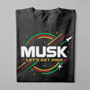 Elon Musk Parody Gamma-Ray Graphic Design Men's Tee - black - folded long