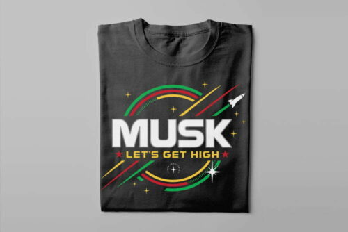 Elon Musk Parody Gamma-Ray Graphic Design Men's Tee - black - folded long