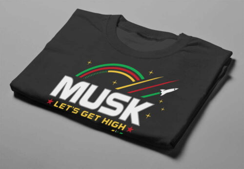 Elon Musk Parody Gamma-Ray Graphic Design Men's Tee - black - folded short