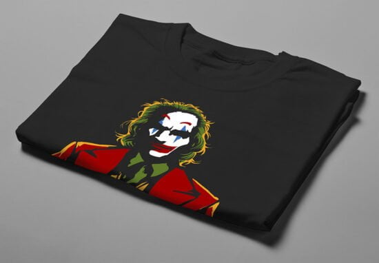 Joker Luke Molver Illustrated DC Comics Fan Art Men's Tee - black - folded short