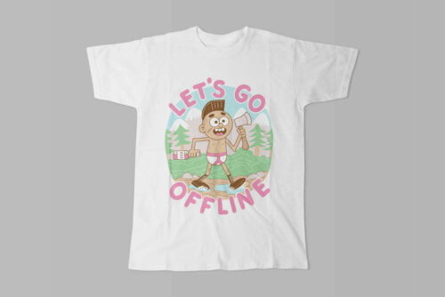 Let's Go Offline Illustrated Happy Chicken Fitness Cult Men's Tee - white