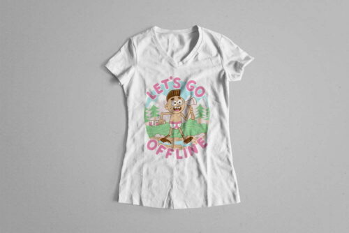 Let's Go Offline Illustrated Happy Chicken Fitness Cult Ladies' Tee - white