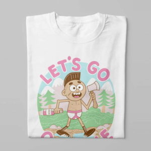 Let's Go Offline Illustrated Happy Chicken Fitness Cult Men's Tee - white - folded long