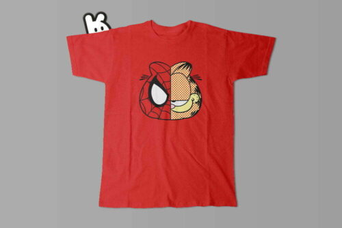 Garfield Spiderman Illustrated Mode Random Men's Tee - red