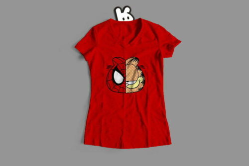 Garfield Spiderman Illustrated Mode Random Ladies' Tee - red