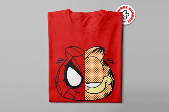 Garfield Spiderman Illustrated Mode Random Men's Tee - red - folded long