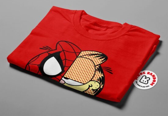 Garfield Spiderman Illustrated Mode Random Men's Tee - red - folded short