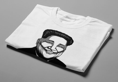 Kim Jong-un Stencil Men's Tee - white - folded short