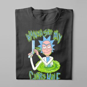 Glory Hole Rick and Morty Kitchen Dutch Parody Men's Tee - black - folded long