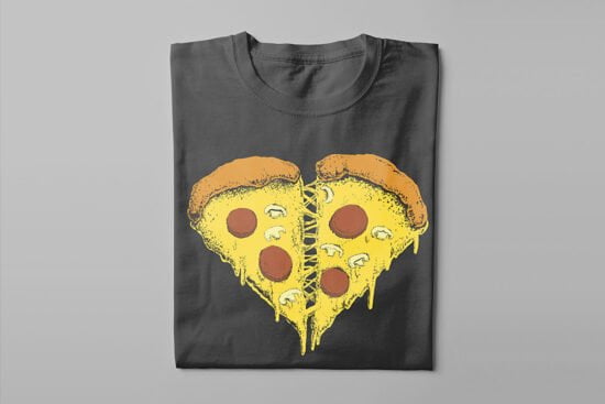 Pizza Heart Kitchen Dutch Parody Men's Tee - charcoal - folded long