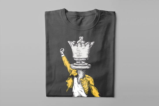 Queen Freddie Mercury Chess Kitchen Dutch Parody Men's Tee - charcoal - folded long