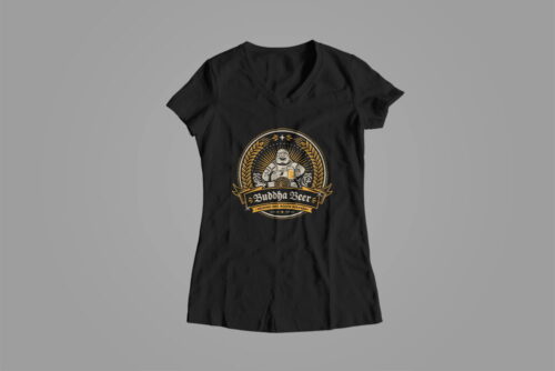 Buddha Beer Drinking Ladies' T-shirt - black