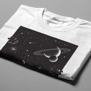 Space Puzzle Illustrated Men's T-shirt - white - folded short