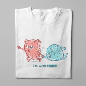 Head and Heart I'm With Stupid Men's T-shirt - white - folded long