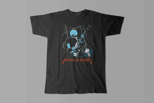 Meeseeks Rick and Morty Metallica Kitchen Dutch Parody Men's Tee - black