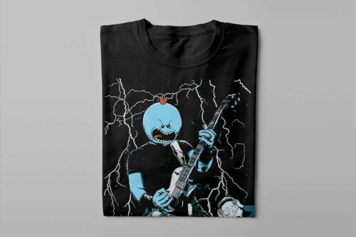 Meeseeks Rick and Morty Metallica Kitchen Dutch Parody Men's Tee - black - folded long