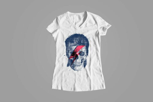 Bowie Skull Gamma-Ray Graphic Design Ladies' Tee - white