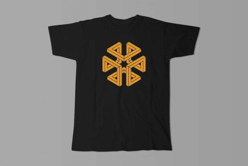 Cube Geometric Illustrated Jade Holing Men's Tee - black