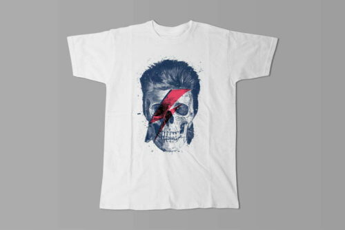 Bowie Skull Gamma-Ray Graphic Design Men's Tee - white