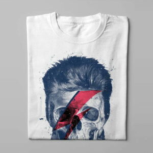 Bowie Skull Gamma-Ray Graphic Design Men's Tee - white - folded long