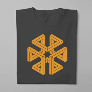 Cube Geometric Illustrated Jade Holing Men's Tee - charcoal - folded long