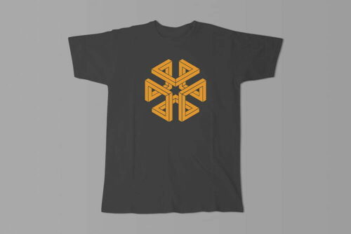 Cube Geometric Illustrated Jade Holing Men's Tee - charcoal