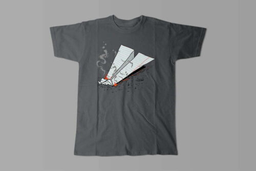 Paper Plane Crash Gamma-Ray Graphic Design Men's Tee - charcoal