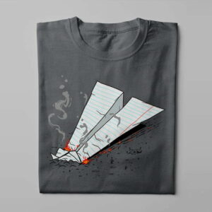 Paper Plane Crash Gamma-Ray Graphic Design Men's Tee - charcoal - folded long