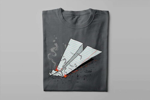 Paper Plane Crash Gamma-Ray Graphic Design Men's Tee - charcoal - folded long