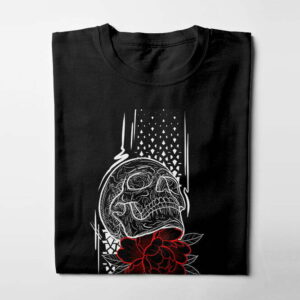 Rose Tattoo Design Graphic Men's Tee - black - folded long