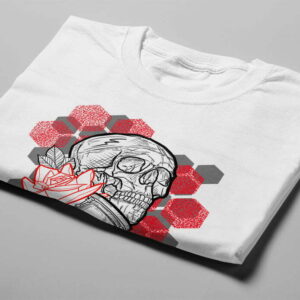 Honeycomb Rose Munky Design Graphic Men's Tee - white - folded short