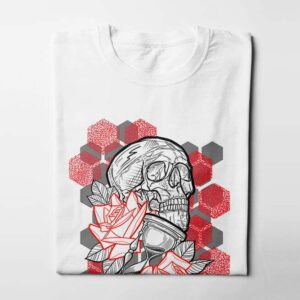 Honeycomb Rose Munky Design Graphic Men's Tee - white - folded long