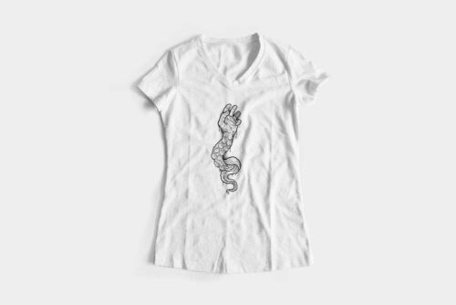 Tentacle Arm Munky Design Graphic Ladies' Tee - white