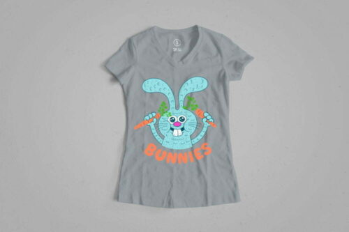 Bunnies Illustrated Happy Chicken Fitness Cult Ladies' Tee - steel