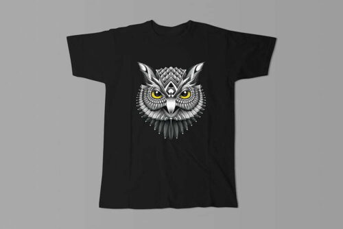 Owl Illustrated Graphic Design Jade Holing Men's Tee - black