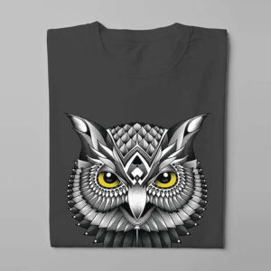 Owl Illustrated Graphic Design Jade Holing Men's Tee - charcoal - folded long