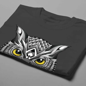 Owl Illustrated Graphic Design Jade Holing Men's Tee - charcoal - folded short