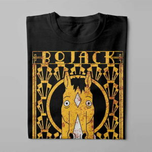 Piercing Blue Art Deco Bojack Horseman Men's Graphic T-shirt - black - folded long