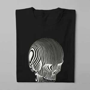 3D Bandwidth Skull Graphic Jade Holing Men's T-shirt - black - folded long