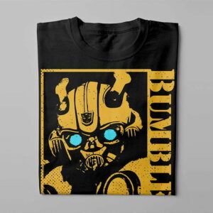 Piercing Blue Bumblebee Transformers Men's Graphic T-shirt - black - folded long