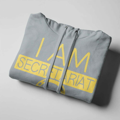 Piercing Blue I Am Secretariat Men's Unisex Hoodie - grey melange - folded strings