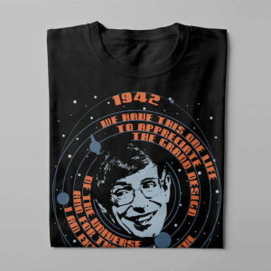 Piercing Blue R.I.P. Stephen Hawking Men's Graphic T-shirt - black - folded long