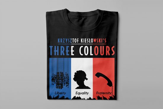 Piercing Blue Three Colours Men's Graphic T-shirt - black - folded long