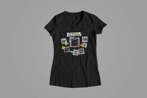 True Crime Cat Gamma-Ray Graphic Design Ladies' Tee - black