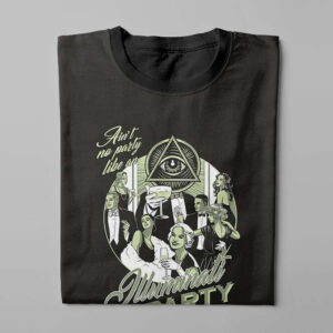 Illuminati Party Graphic Men's Tee - black dollar print - folded long