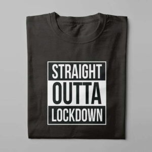 Straight Outta Lockdown Funny Men's Tee - black - folded long