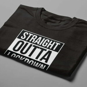 Straight Outta Lockdown Funny Men's Tee - black - folded short